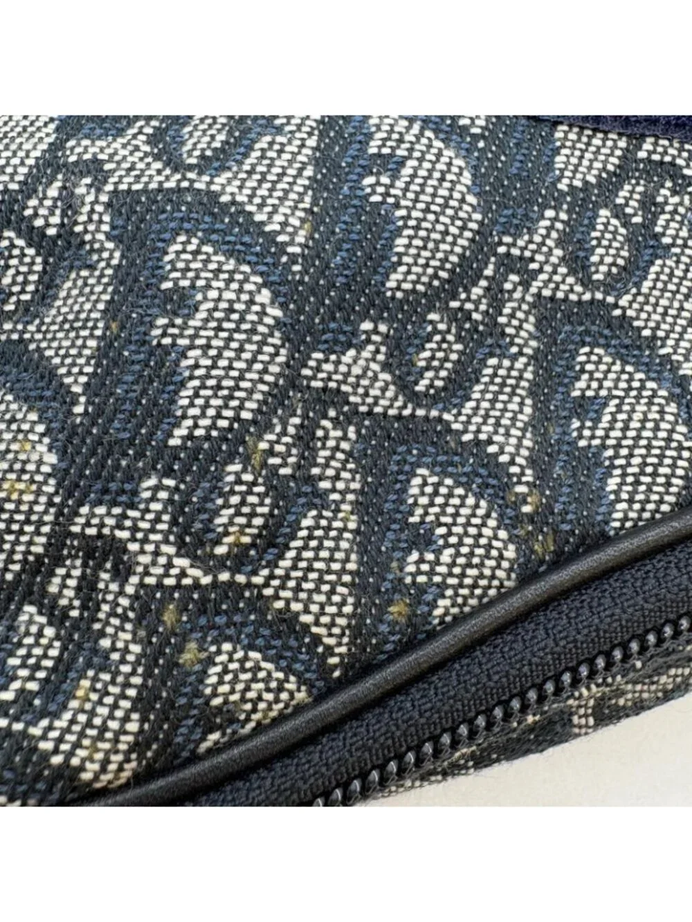 Dior Trotter Saddle Pouch Navy Gray Canvas Leather